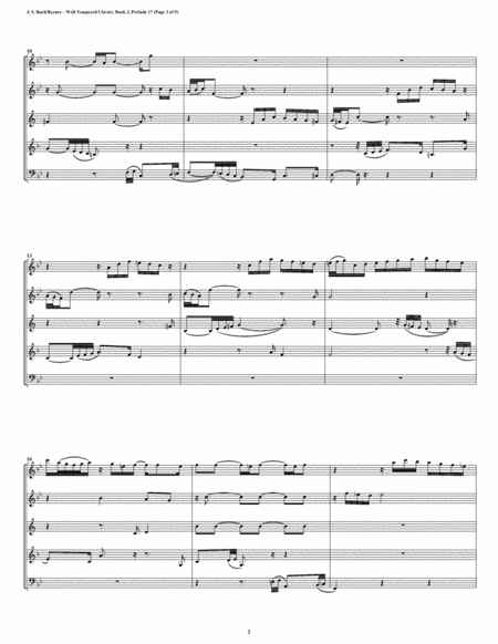 Prelude 17 From Well Tempered Clavier Book 2 Woodwind Quintet Page 2