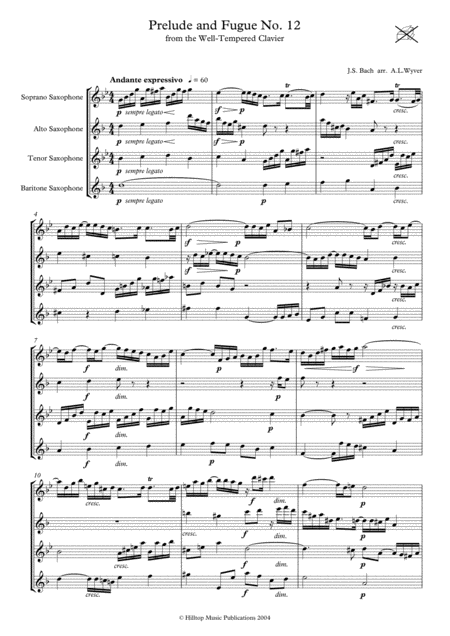 Prelude And Fugue No 12 Arr Saxophone Quartet Page 2