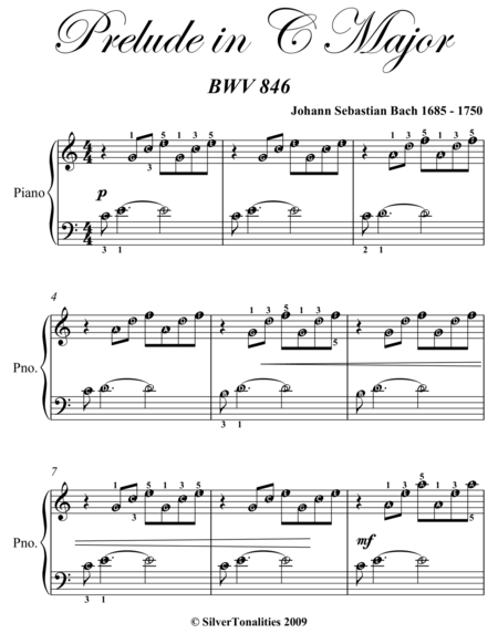 Prelude In C Major Bwv 846 Easy Piano Sheet Music Page 2