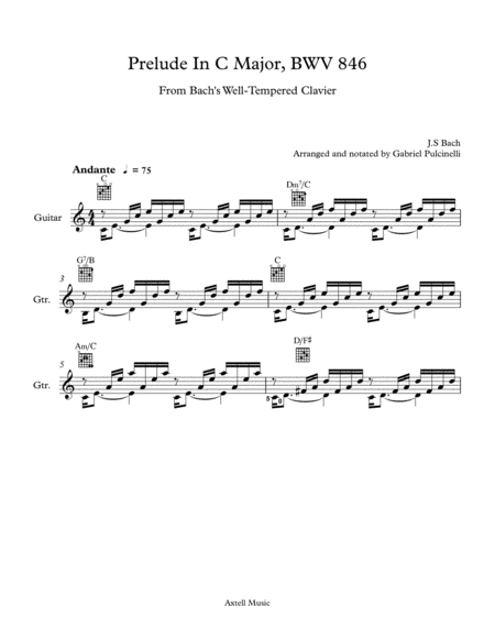 Prelude In C Major Bwv 846 From Bachs Well Tempered Clavier For Guitar Page 2