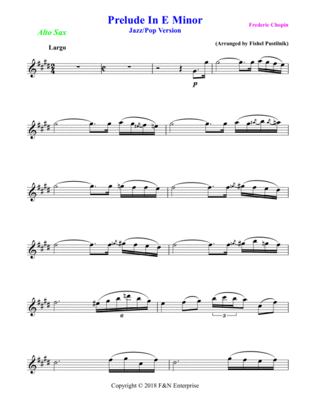 Prelude In E Minor By Frederic Chopin For Alto Sax With Background Track Jazz Pop Version Page 2