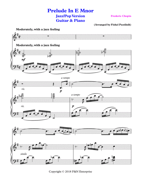 Prelude In E Minor By Frederic Chopin For Guitar And Piano Jazz Pop Version Video Page 2
