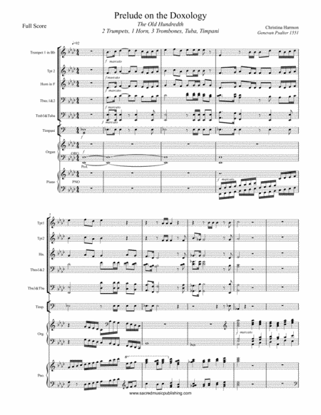 Prelude On The Doxology The Old Hundredth Brass Ensemble Timpani Organ And Piano Page 2