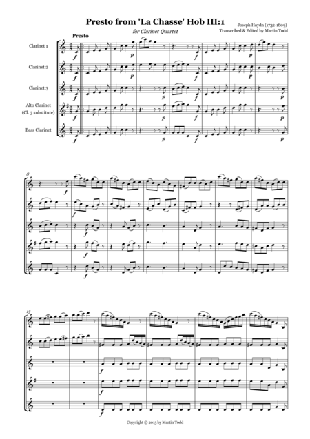 Presto From La Chasse Hob Iii 1 For Clarinet Quartet Page 2