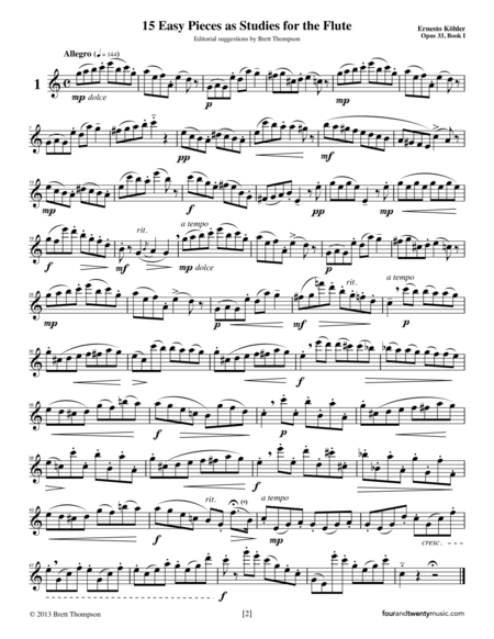 Progress In Flute Playing 15 Easy Pieces As Studies Opus 33 Book 1 Page 2