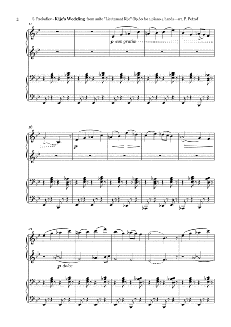 Prokofiev Kijes Wedding From Lieutenant Kije Op 60 1 Piano 4 Hands Page 2