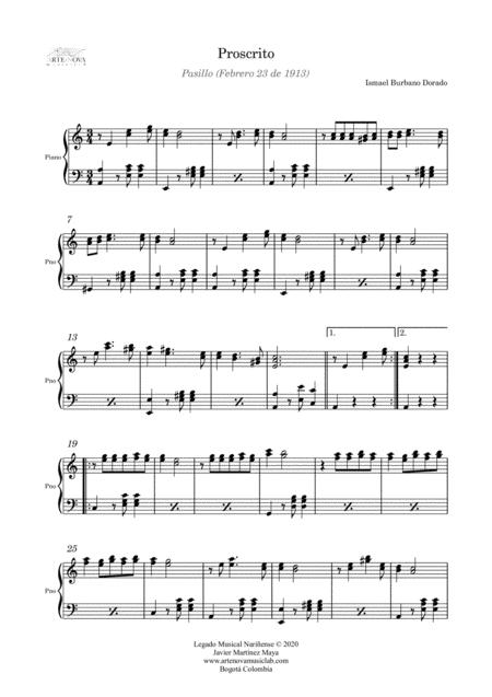 Proscrito Pasillo For Piano Latin Folk Music Page 2