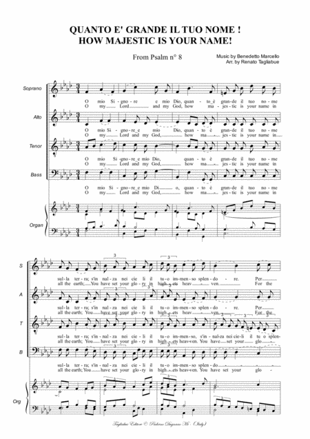 Psalm 8 How Majestic Is Your Name B Marcello Arr For Satb Choir And Organ English And Italian Lyrics With Organ Part Page 2