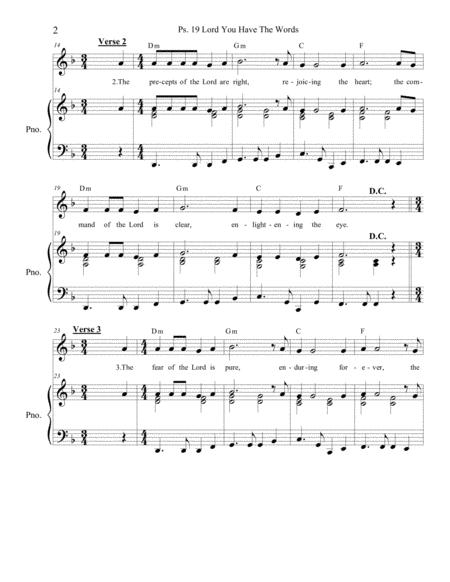 Psalm 9 Lord You Have The Words Of Everlasting Life Piano Vocal Page 2