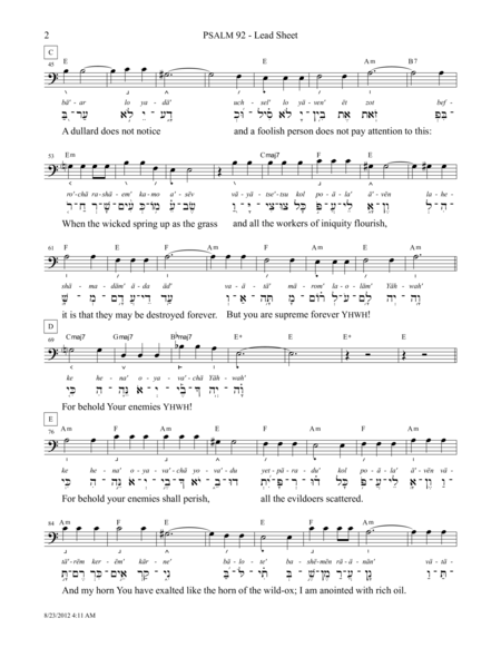 Psalm 92 Song For The Sabbath Day Page 2