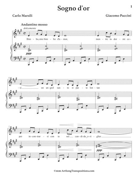 Puccini Sogno D Or Transposed To A Major Page 2