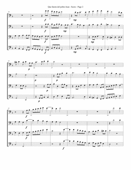 Que Farem Del Pobre Joan For Trombone Or Low Brass Quartet Page 2