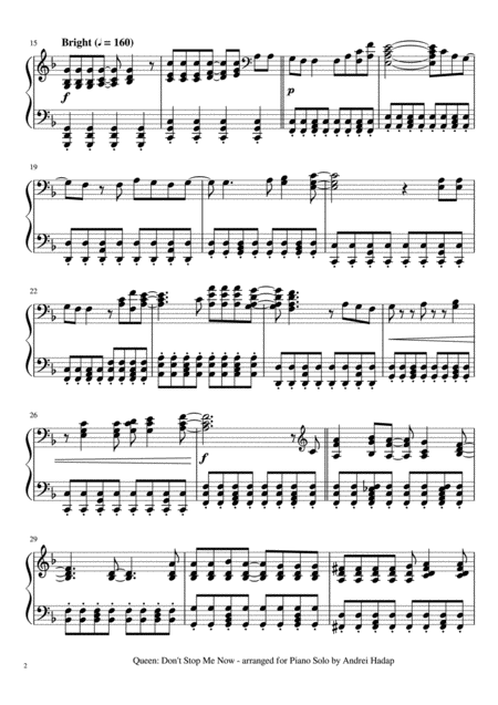 Queen Dont Stop Me Now Arranged For Advanced Solo Piano Page 2