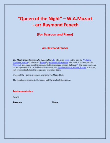 Queen Of The Night From The Magic Flute Bassoon And Piano Page 2