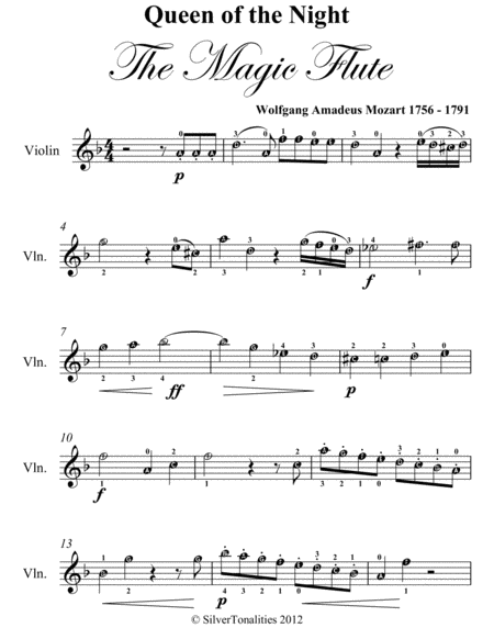 Queen Of The Night Magic Flute Easy Violin Sheet Music Page 2