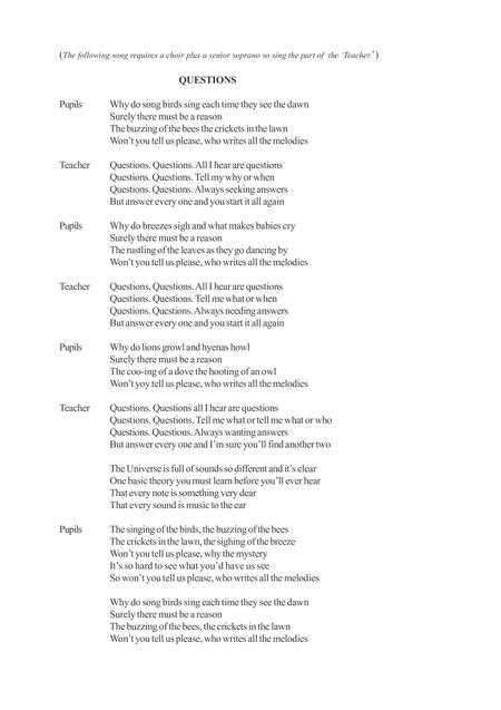 Questions A New Choral Piece For A Solo Soprano Junior Choir Page 2