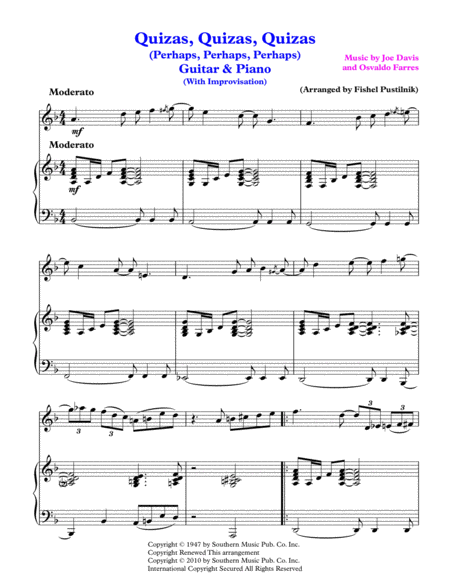 Quizs Quizs Quizs Perhaps Perhaps Perhaps For Guitar And Piano With Improvisation Page 2