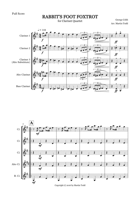 Rabbits Foot Foxtrot For Clarinet Quartet Page 2