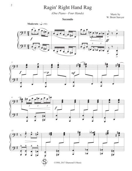 Ragin Right Hand Rag Piano Duet 1 Piano 4 Hands Page 2