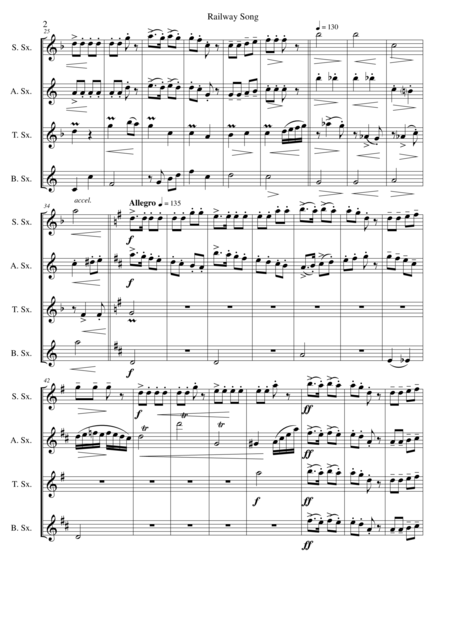 Railway Song Auf De Schwb Sche Eisebahne For Saxophone Quartet Page 2