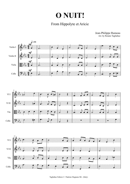 Rameau La Nuit For String Quartet With Parts Page 2