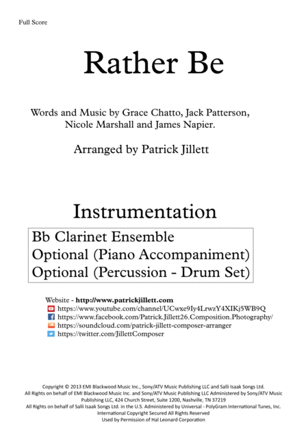 Rather Be Arranged For Bb Clarinet Quartet Ensemble Page 2