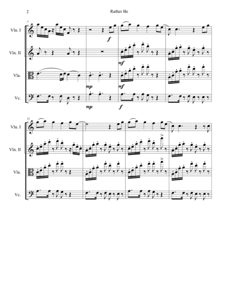 Rather Be For String Quartet Page 2