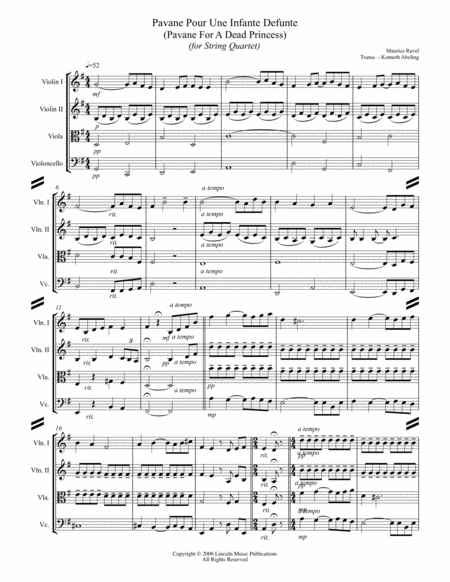 Ravel Pavane For A Dead Princess For String Quartet Page 2
