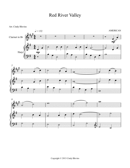 Red River Valley Arranged For Harp And Clarinet Page 2