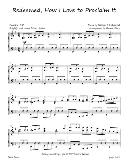 Redeemed How I Love To Proclaim It Intermediate Piano Solo Page 2