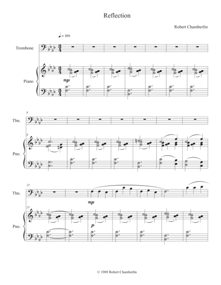 Reflection For Trombone Solo With Piano Accompaniment Page 2