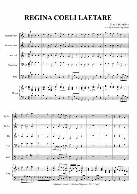 Regina Coeli Laetare F Schubert Arr For Brass Quintet And Piano Organ Page 2
