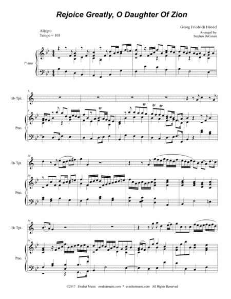 Rejoice Greatly O Daughter Of Zion For Bb Trumpet And Piano Page 2