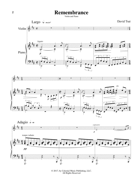 Remembrance For Violin And Piano Page 2