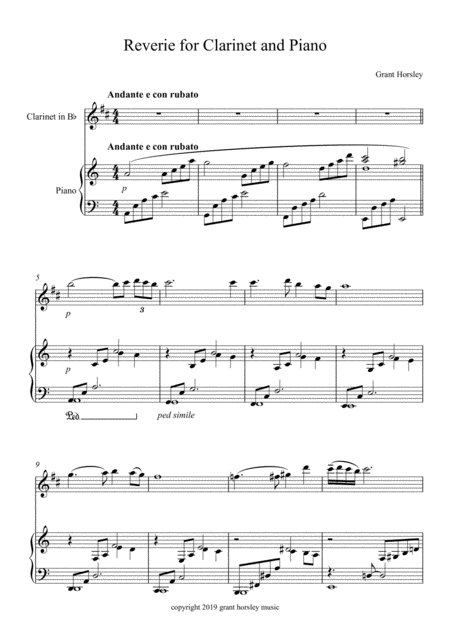 Reverie For Clarinet And Piano Intermediate Level Page 2