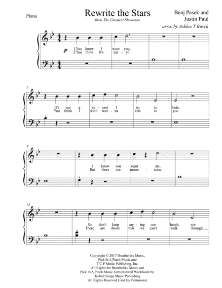 Rewrite The Stars For Easy Piano Page 2