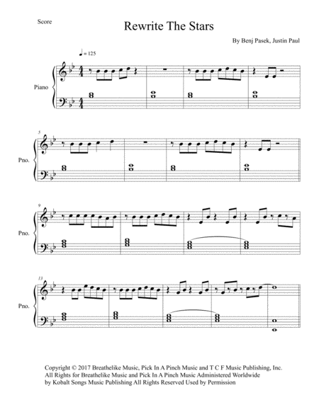 Rewrite The Stars The Greatest Show Man Easy Piano Page 2