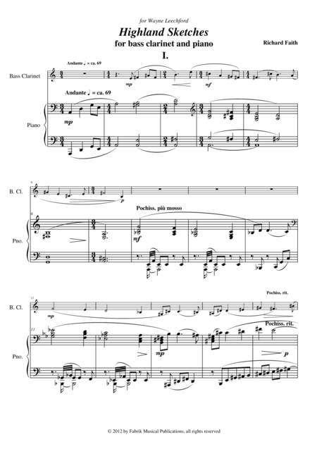 Richard Faith Highland Sketches For Bass Clarinet And Piano Page 2