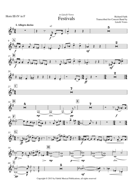 Richard Faith Lszl Veres Festivals For Concert Band Horn Iii And Iv Part Page 2