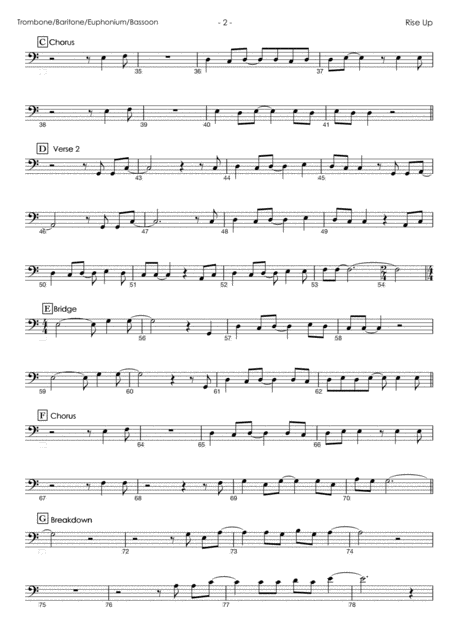 Rise Up From Teen Titans Go Euphonium Bass Clef Play Along Page 2