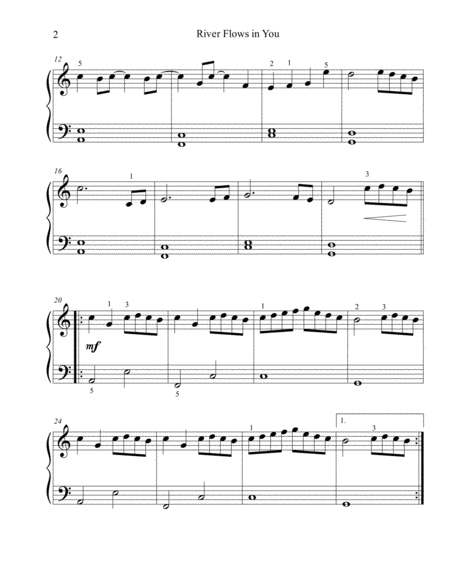 River Flows In You Beginner Big Note Piano Page 2