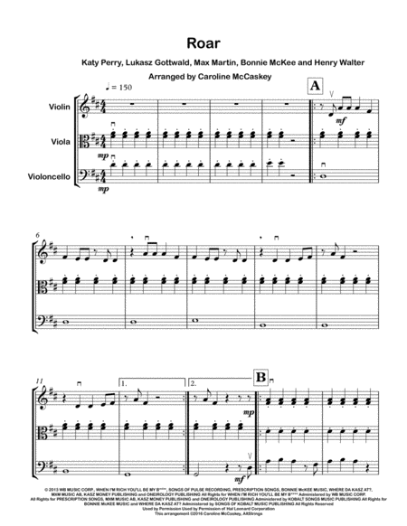 Roar String Trio Violin Viola And Cello Page 2