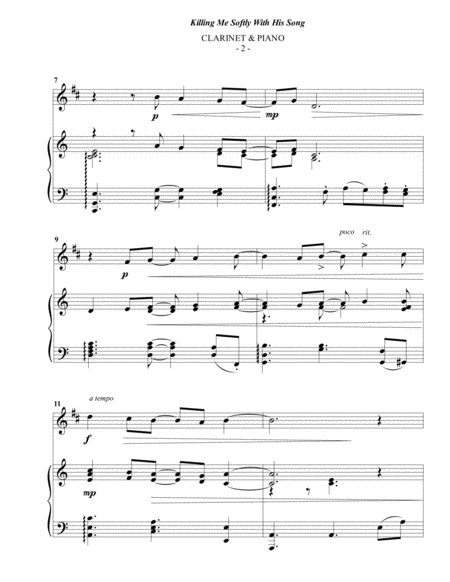 Roberta Flack Killing Me Softly With His Song For Clarinet Piano Page 2