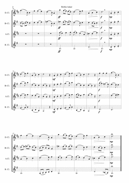 Robin Adair Eileen Aroon For Clarinet Quartet E Flat B Flat Alto Bass Page 2