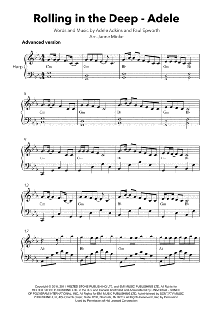 Rolling In The Deep Harp Solo Advanced Version Page 2
