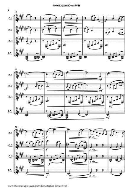 Romance Based On Music By Alexandre Guilmant From Songs Without Words Op 67 No 2 For Clarinet Quartet Page 2