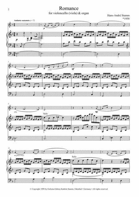 Romance For Violoncello Viola And Organ Page 2
