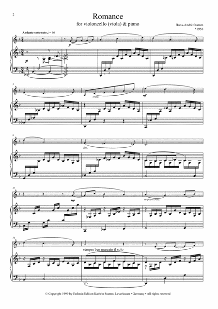 Romance For Violoncello Viola And Piano Page 2