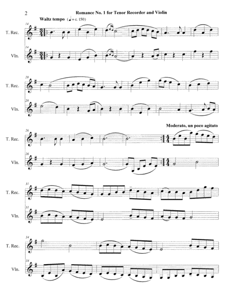 Romance No 1 For Tenor Recorder And Violin Page 2