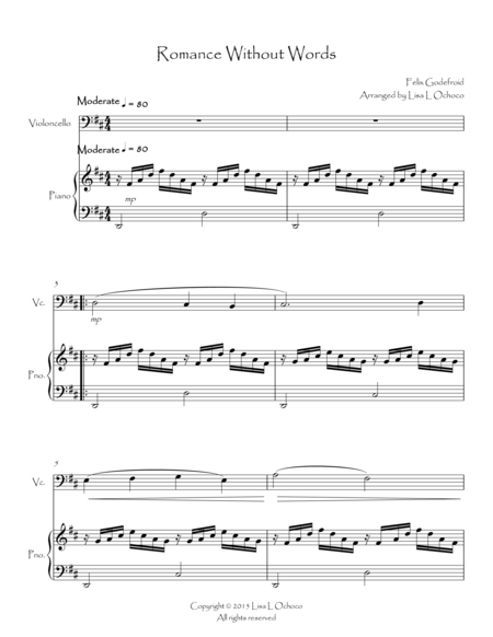 Romance Without Words For Cello And Piano Page 2